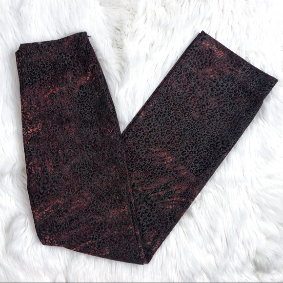 Ecetera Burgundy Leopard Burnout Pants - Picture 1 of 5